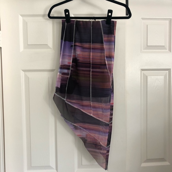 NWT Missguided Mesh Asymmetrical Midi Skirt - Picture 2 of 8